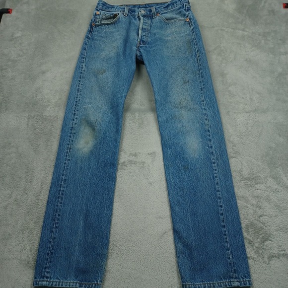 Vintage Levis 501xx Jeans Mens 30x33 Blue Denim 501-0000 Distressed Button Fly